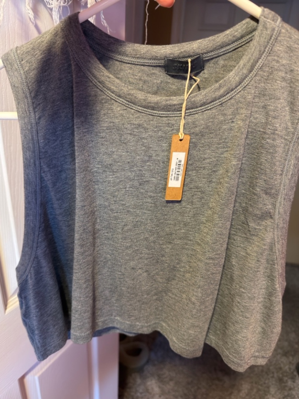 SKIMS Heather Gray Cropped Sleeveless Tank